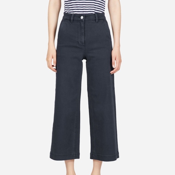 Everlane Wide Leg Crop Pant in Navy, NWT - Picture 4 of 8